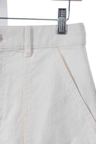 Club Monaco Women Cropped High Rise White Cotton Pants Button Closure Size 2