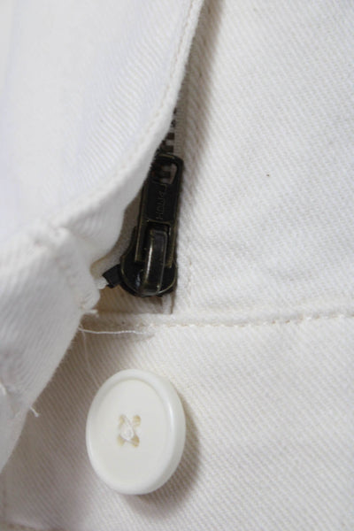 Club Monaco Women Cropped High Rise White Cotton Pants Button Closure Size 2