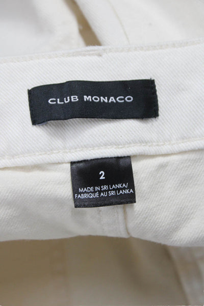 Club Monaco Women Cropped High Rise White Cotton Pants Button Closure Size 2