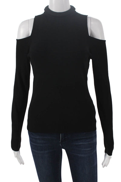 Milly Women Black Basic Mock Neck Long Sleeve Pullover Top Size S