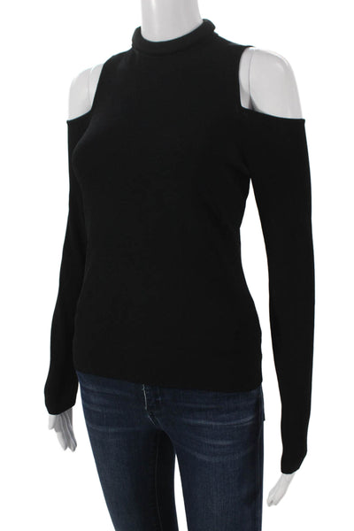Milly Women Black Basic Mock Neck Long Sleeve Pullover Top Size S