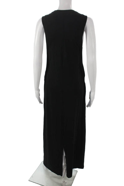 ATM Womens Maxi Dress Black Cotton Crew Neck Sleeveless Size S