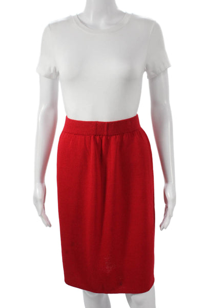 St. John Sport Womens Red Wool Blend Pencil Skirt Knee Length Pull On Size 10