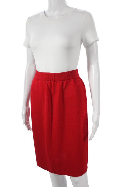 St. John Sport Womens Red Wool Blend Pencil Skirt Knee Length Pull On Size 10