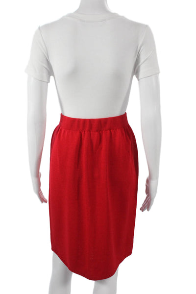 St. John Sport Womens Red Wool Blend Pencil Skirt Knee Length Pull On Size 10