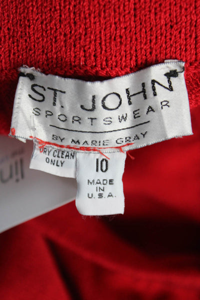 St. John Sport Womens Red Wool Blend Pencil Skirt Knee Length Pull On Size 10