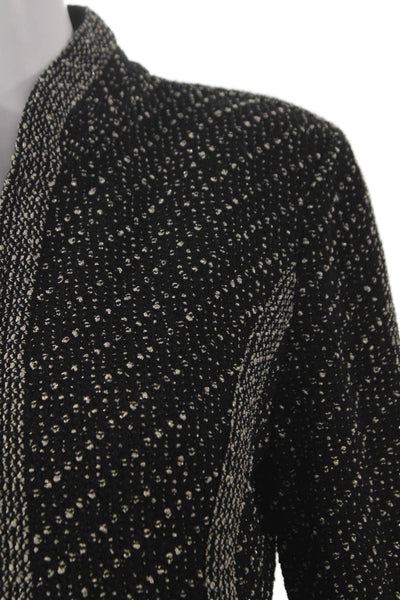 St. John Women Striped Knit Basic Jacket Black Zip Long Sleeve Size 4