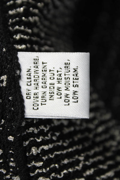 St. John Women Striped Knit Basic Jacket Black Zip Long Sleeve Size 4
