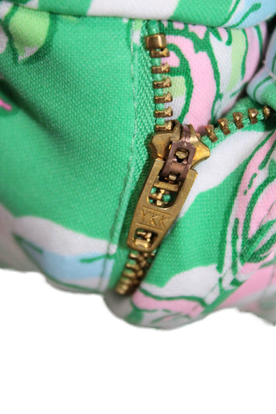 Lilly Pulitzer Women Chino Shorts Green Rayon Floral Size 8