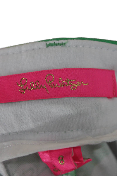 Lilly Pulitzer Women Chino Shorts Green Rayon Floral Size 8
