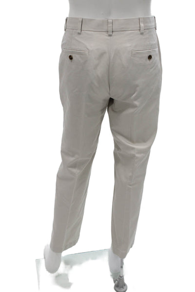 Brooks Brothers Mens Chino Pants Beige 100% Cotton Button Size 32