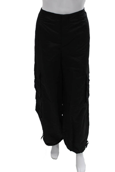 Zara Womens Cargo Nylon Zip Pants Black Size S
