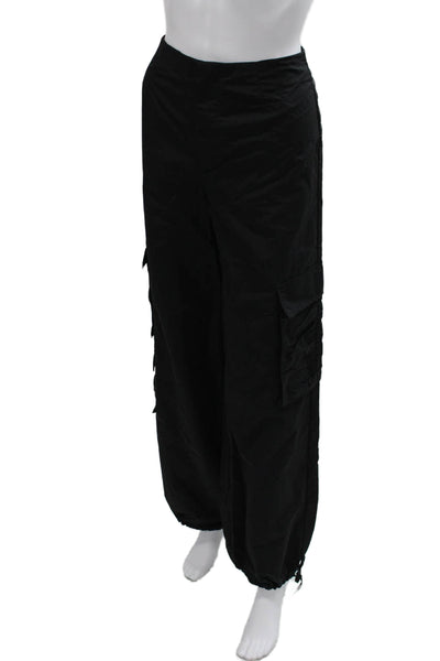 Zara Womens Cargo Nylon Zip Pants Black Size S
