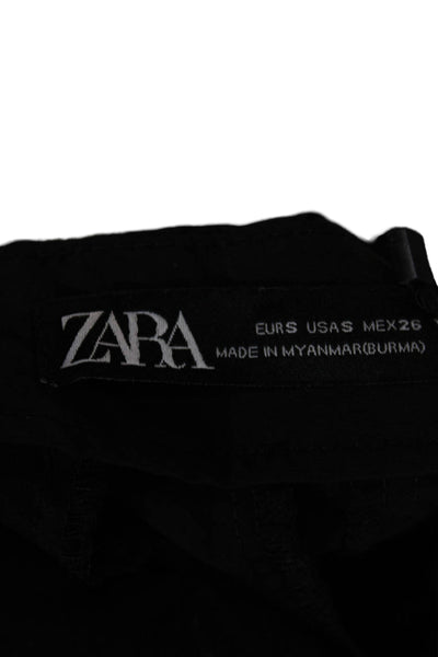 Zara Womens Cargo Nylon Zip Pants Black Size S
