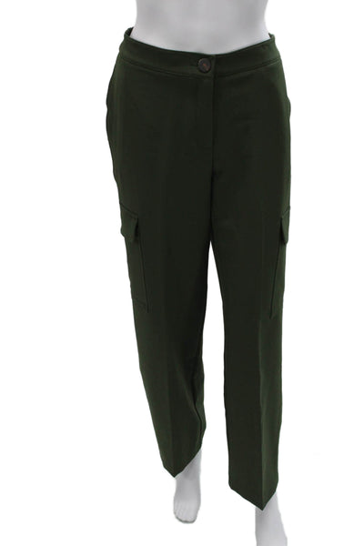 Rachel Zoe Women Green Cargo Pants Military Button Polyester Spandex Size S