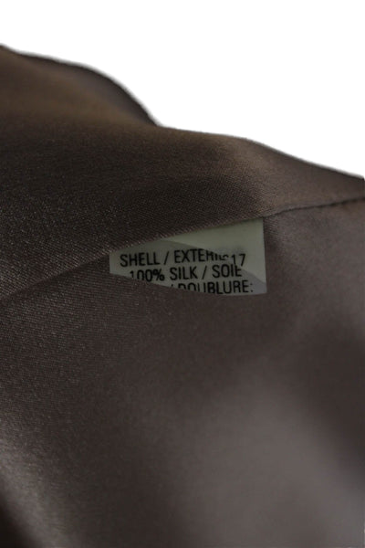 Elie Tahari Women Sheath Dress Brown Square Neck Silk 3/4 Sleeve Size 10