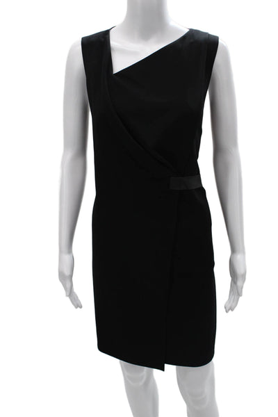 Elie Tahari Women Sheath Dress Black Asymmetric Neck Sleeveless Knee Length Size