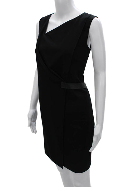 Elie Tahari Women Sheath Dress Black Asymmetric Neck Sleeveless Knee Length Size