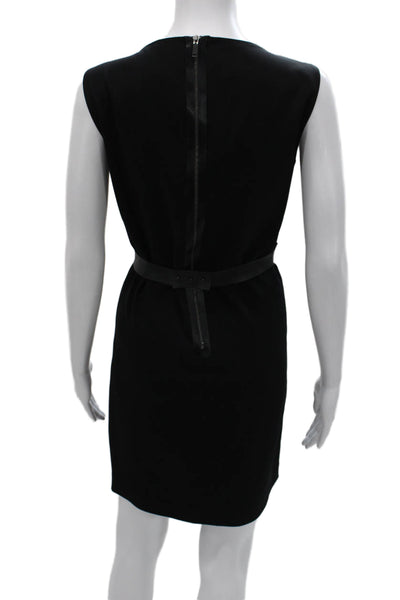 Elie Tahari Women Sheath Dress Black Asymmetric Neck Sleeveless Knee Length Size