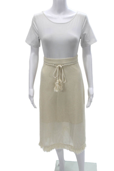 BCBGMAXAZRIA Womens A-Line Midi Skirt Ivory Polyester Zip Size M