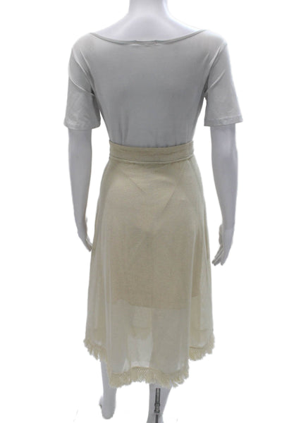 BCBGMAXAZRIA Womens A-Line Midi Skirt Ivory Polyester Zip Size M