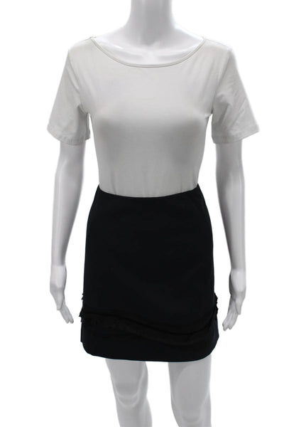 T Tahari Women Mini Skirt Black Zip Knee Length Size 6P