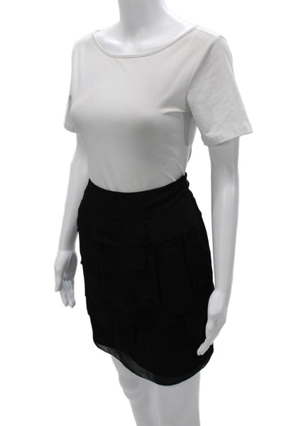 Zara Women Mini Skirt Black Polyester Zip Knee Length Size S