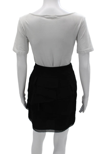 Zara Women Mini Skirt Black Polyester Zip Knee Length Size S