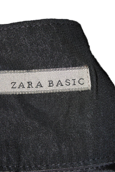 Zara Women Mini Skirt Black Polyester Zip Knee Length Size S