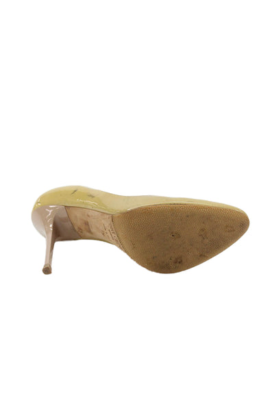 Jimmy Choo Womens Patent Leather Round Toe Stiletto Pumps Yellow Size EUR 37.5