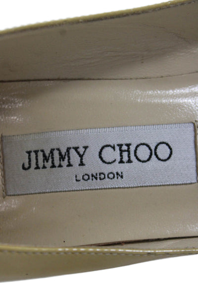 Jimmy Choo Womens Patent Leather Round Toe Stiletto Pumps Yellow Size EUR 37.5