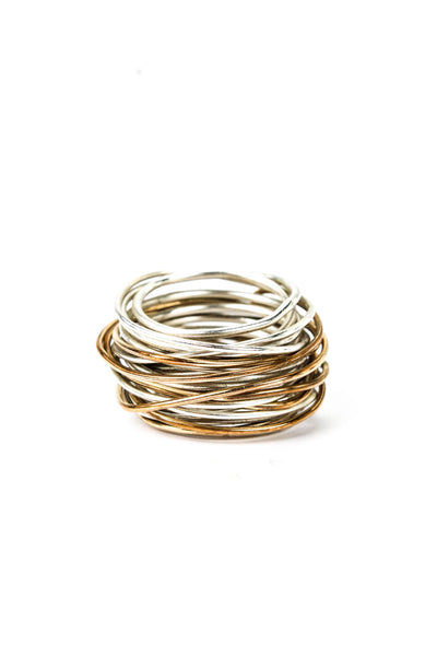 Designer Womens 925 Silver + Copper Wire Wrap Ring Sz 8 13.6g