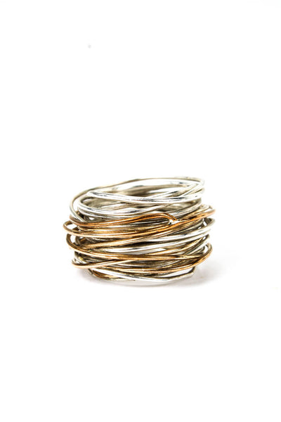Designer Womens 925 Silver + Copper Wire Wrap Ring Sz 8 13.6g