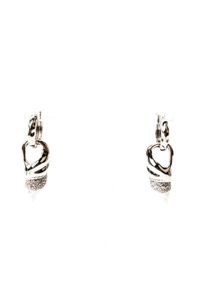 Luv AJ Womens Silver Tone The Seashell Charm Hoop Earrings NWT