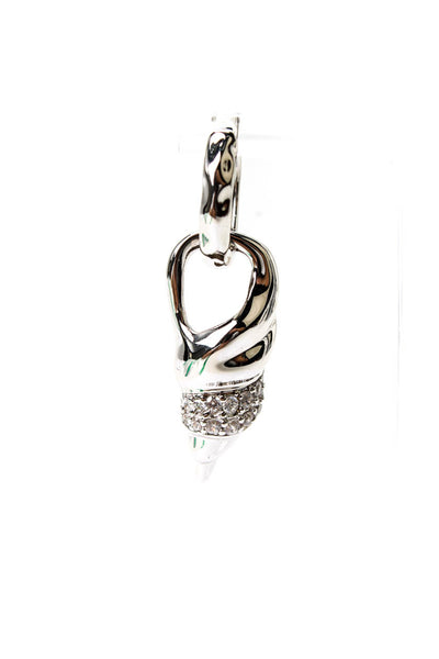 Luv AJ Womens Silver Tone The Seashell Charm Hoop Earrings NWT