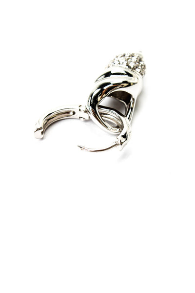 Luv AJ Womens Silver Tone The Seashell Charm Hoop Earrings NWT