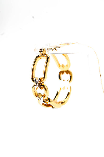 Luv AJ Womens Gold Plated Two-Tone Chain Hoop Earrings NWT