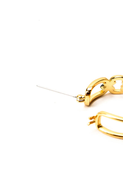 Luv AJ Womens Gold Plated Two-Tone Chain Hoop Earrings NWT