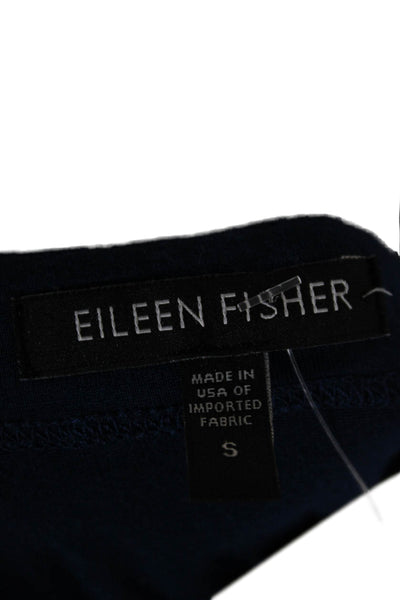 Eileen Fisher Women Blue Sheath Dress Short Sleeve Mini Cowl Neck Size S