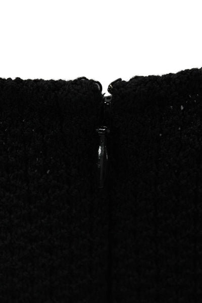 St. John Caviar Womens Sheath Dress Black Sleeveless Round Neck Zip Size 4
