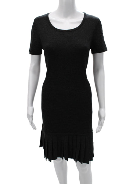 St. John Sport Women Sweater Dress Black Wool Scoop Neck Petite Size S