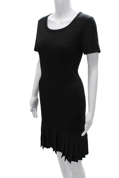 St. John Sport Women Sweater Dress Black Wool Scoop Neck Petite Size S