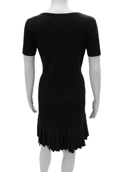 St. John Sport Women Sweater Dress Black Wool Scoop Neck Petite Size S