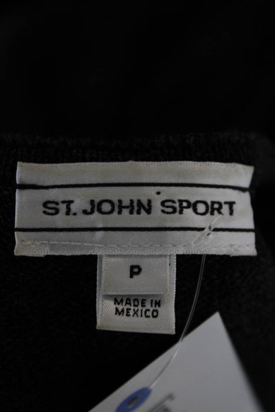 St. John Sport Women Sweater Dress Black Wool Scoop Neck Petite Size S