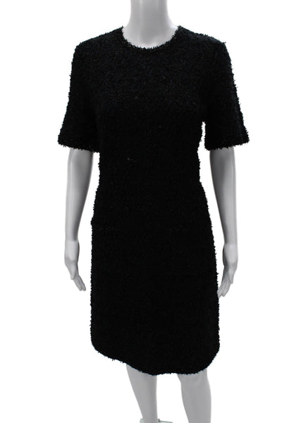 Kate Spade New York Women Sheath Dress Black Short Sleeve Round Neck Zip Size M