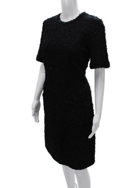 Kate Spade New York Women Sheath Dress Black Short Sleeve Round Neck Zip Size M