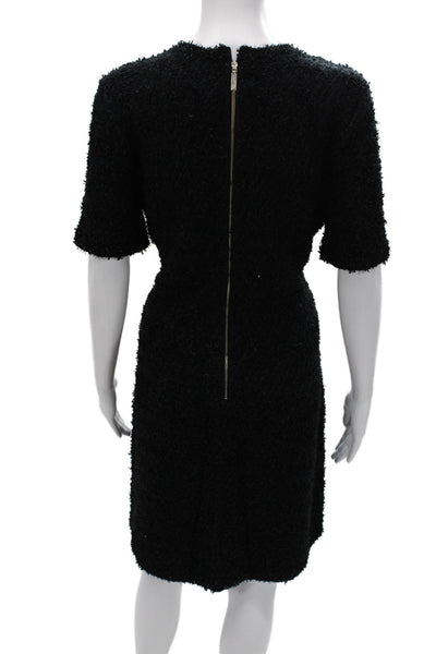Kate Spade New York Women Sheath Dress Black Short Sleeve Round Neck Zip Size M