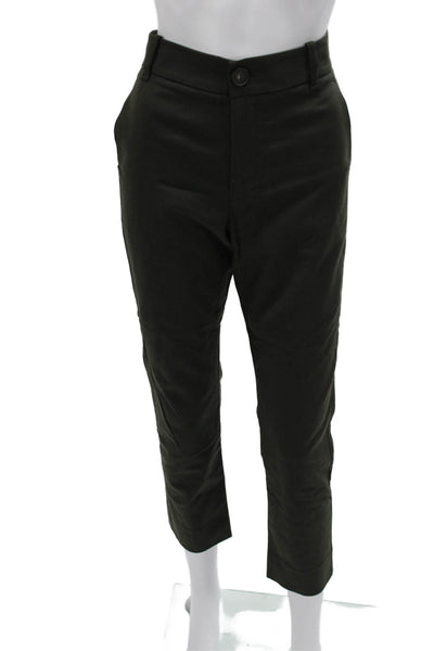 Vince Women Cropped Green Cotton Button Pants Size 2