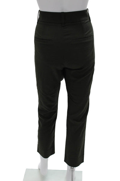 Vince Women Cropped Green Cotton Button Pants Size 2