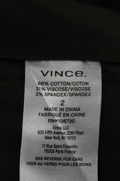 Vince Women Cropped Green Cotton Button Pants Size 2